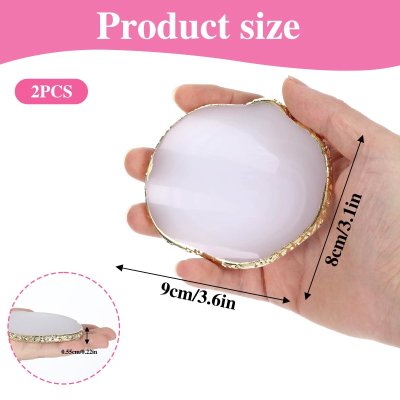 MBAIYO 2PCS Nail Art Palette, Resin Nail Plates Makeup Mixing Palettes Gilded Edge Polish Palette Irregularity Painting Mixed Color Palettes Display Board for DIY ManicureArt Design Makeup Foundation - Image 3